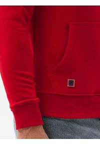 Ombre Clothing - Bluza męska z kapturem B1224 - czerwona - XXL. Typ kołnierza: kaptur. Kolor: czerwony. Materiał: poliester, bawełna #5