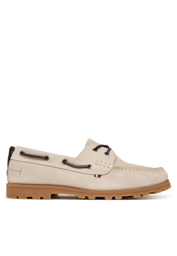 TOMMY HILFIGER - Tommy Hilfiger Mokasyny Light Sde FM0FM05747 Beżowy. Kolor: beżowy. Materiał: zamsz, skóra