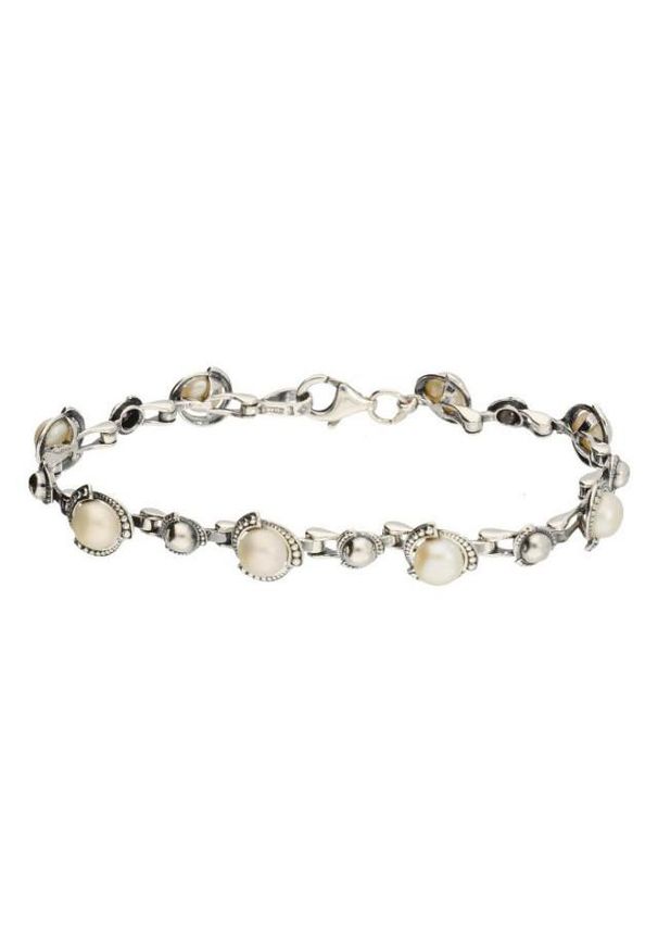Polcarat Design - Bransoletka srebrna z perłami L 1883. Materiał: srebrne. Kolor: srebrny. Kamień szlachetny: perła