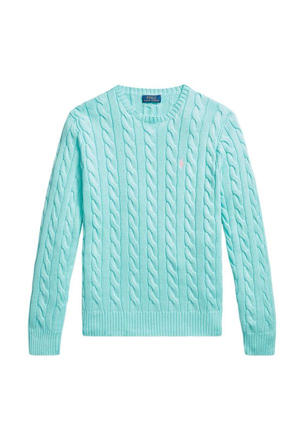 Polo Ralph Lauren Sweter 710775885547 Turkusowy Regular Fit. Typ kołnierza: polo. Kolor: turkusowy. Materiał: bawełna