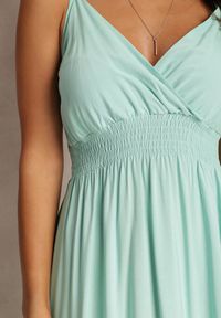 Renee - Miętowa Sukienka Sterinig. Kolor: miętowy. Materiał: bawełna. Długość rękawa: na ramiączkach. Typ sukienki: kopertowe. Długość: maxi #2