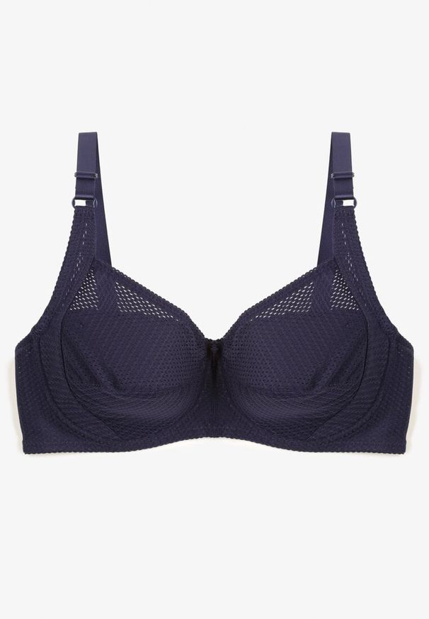 Renee - Granatowy Biustonosz Full Cup z Regulowanymi Ramiączkami Vikonna. Kolekcja: plus size. Kolor: niebieski