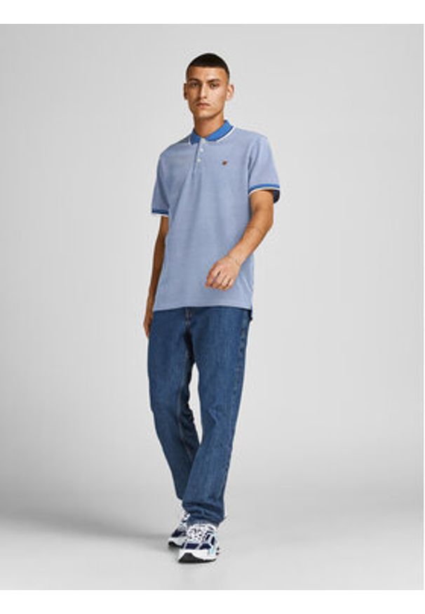 Jack & Jones - Jack&Jones Polo Bluwin 12169064 Niebieski Regular Fit. Typ kołnierza: polo. Kolor: niebieski. Materiał: bawełna, syntetyk