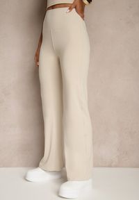 Renee - Beżowe Legginsy High Waist z Szeroką Gumką w Pasie Idalania. Okazja: na co dzień. Stan: podwyższony. Kolor: beżowy. Styl: casual, elegancki #4