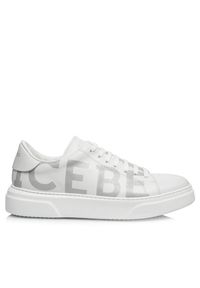 Iceberg - ICEBERG - Białe skórzane sneakersy z logo. Okazja: na co dzień. Kolor: biały. Materiał: skóra. Wzór: aplikacja. Sport: turystyka piesza #1