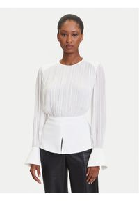 Karl Lagerfeld - KARL LAGERFELD Bluzka A3W11025 Écru Slim Fit. Typ kołnierza: dekolt w karo. Materiał: wiskoza