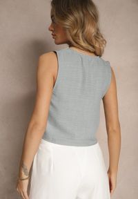 Renee - Niebieska Kamizelka Boho Zdobiona Haftem i Koralikami przy Wiązaniu Ralreia. Okazja: na co dzień. Kolor: niebieski. Materiał: jeans. Długość: długie. Wzór: haft, aplikacja. Sezon: lato, wiosna. Styl: boho