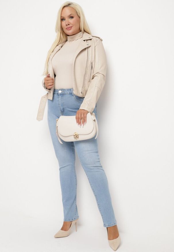Born2be - Niebieskie Jeansy Skinny z Ozdobnymi Przetarciami Neveloria. Okazja: na co dzień. Kolor: niebieski. Styl: klasyczny, elegancki, casual