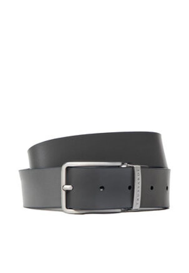 Trussardi Jeans - Trussardi Pasek Męski Belt H 3,5 Cm 71L00169 Granatowy. Kolor: niebieski. Materiał: skóra