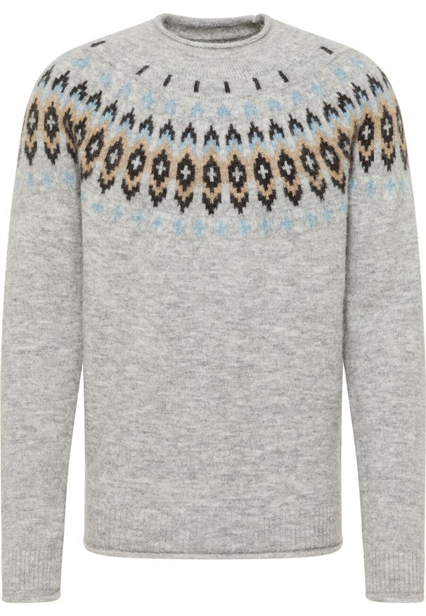 Mustang - MUSTANG Bloomfield MĘSKI SWETER KLASYCZNY Mid Grey Mélange 1015482 4140. Styl: klasyczny