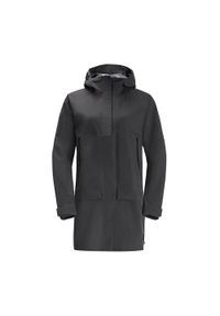 Kurtka przeciwdeszczowa damska Jack Wolfskin Goldgewann Parka. Kolor: czarny. Sport: turystyka piesza