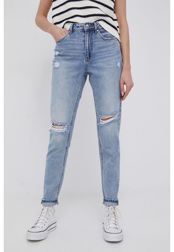 Vero Moda jeansy Joana damskie high waist. Stan: podwyższony. Kolor: niebieski