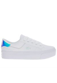 Buty Lacoste Ziane Platform 124 1 CFA 747CFA0004-1Y9 - białe. Okazja: na co dzień. Zapięcie: sznurówki. Kolor: biały. Materiał: skóra, syntetyk, guma. Wzór: aplikacja. Obcas: na platformie