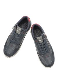 Granatowe Półbuty Mustang Sportowe Obuwie Męskie. Okazja: na co dzień. Zapięcie: zamek. Kolor: niebieski. Materiał: jeans, skóra ekologiczna #5