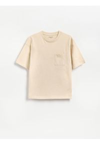 Reserved - Bawełniany t-shirt - beżowy. Kolor: beżowy. Materiał: bawełna #1