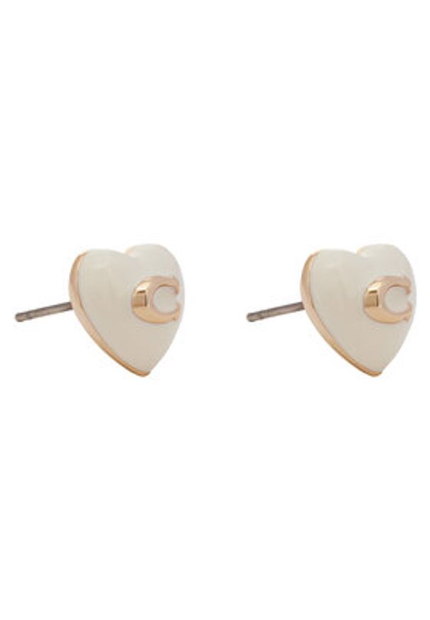 Coach Kolczyki Enamel Heart Stud Earrings 37479226GLD100 Srebrny. Materiał: metalowe, srebrne. Kolor: srebrny