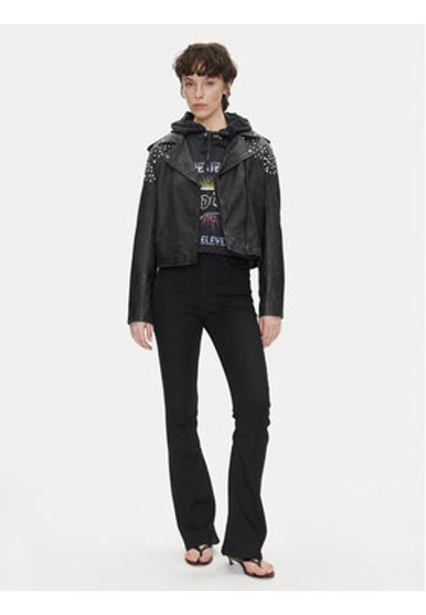 Pepe Jeans Kurtka skórzana Fantasy PL402523 Czarny Regular Fit. Kolor: czarny. Materiał: skóra