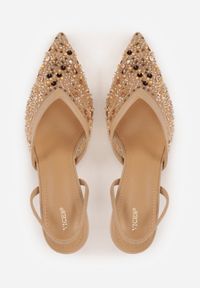 Born2be - Ciemnobeżowe Czółenka VICES z Siateczki na Szpilce Ozdobione Perełkami i Cekinami Talilody. Okazja: na co dzień. Kolor: beżowy. Wzór: aplikacja. Obcas: na szpilce. Styl: casual, elegancki #7