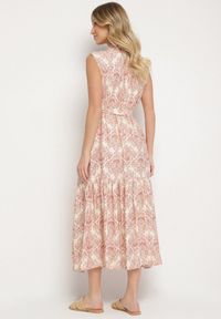 Born2be - Różowa Wiskozowa Sukienka Bez Rękawów z Wiązanym Paskiem Filimea. Okazja: na co dzień. Typ kołnierza: dekolt w kształcie V. Kolor: różowy. Materiał: wiskoza. Długość rękawa: bez rękawów. Typ sukienki: proste. Styl: casual, elegancki #2