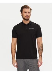 Karl Lagerfeld - KARL LAGERFELD Polo 745094 551225 Czarny Regular Fit. Typ kołnierza: polo. Kolor: czarny. Materiał: bawełna