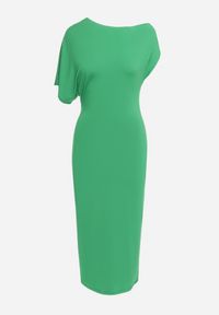 Born2be - Zielona Asymetryczna Sukienka Midi o Dopasowanym Fasonie Tivalle. Kolor: zielony. Typ sukienki: asymetryczne. Długość: midi #6