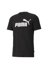 Puma - Męska koszulka z logo Essentials PUMA Black. Kolor: wielokolorowy, czarny, szary. Materiał: materiał