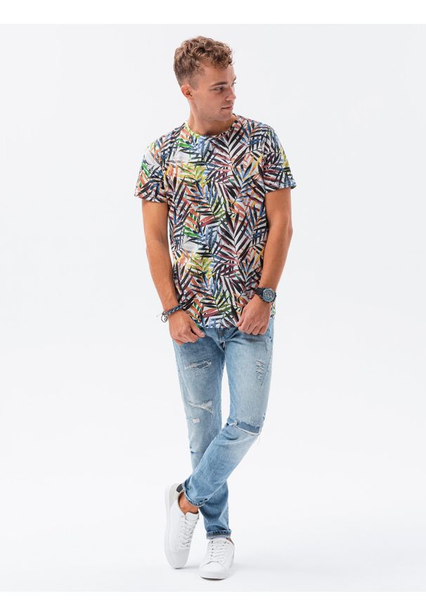 Biały t-shirt Ombre Clothing z nadrukiem, klasyczny