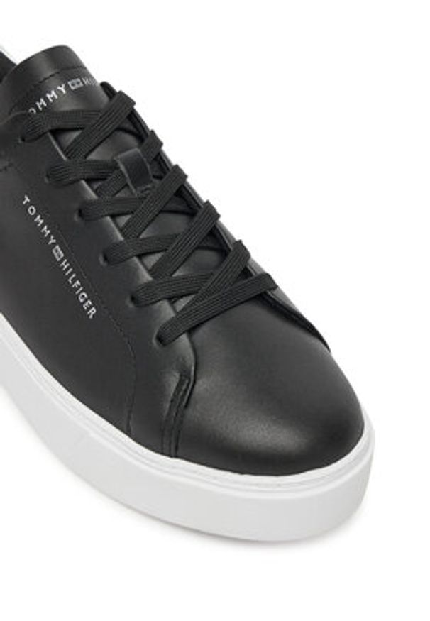 TOMMY HILFIGER - Tommy Hilfiger Sneakersy Essential Platform Court Sneaker FW0FW08756 Czarny. Kolor: czarny. Materiał: skóra. Obcas: na platformie