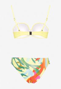 Born2be - Żółte Bikini Biustonosz z Marszczeniem i Majtki Figi Efrileia. Kolor: żółty. Wzór: ażurowy