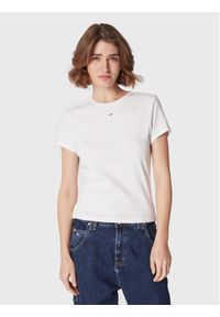 Tommy Jeans T-Shirt Essential DW0DW14876 Biały Slim Fit. Kolor: biały. Materiał: bawełna
