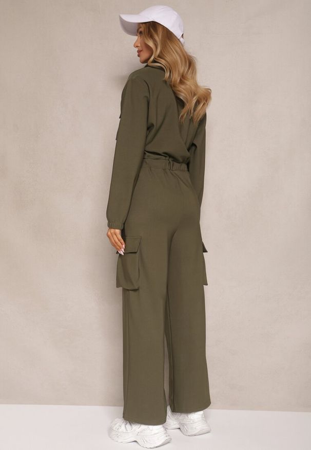 Renee - Zielony Kombinezon w Stylu Utility Taliowany Liarael. Kolor: zielony. Materiał: tkanina