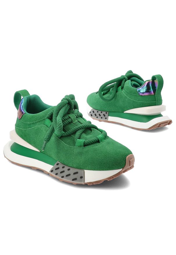 Zielone Sneakersy Artiker Modne Obuwie Damskie. Okazja: na co dzień. Kolor: zielony. Materiał: zamsz. Szerokość cholewki: normalna. Styl: sportowy, elegancki, casual