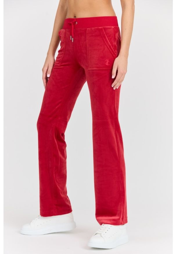 Juicy Couture - JUICY COUTURE Damskie czerwone dresowe spodnie Del Ray Pant. Kolor: czerwony. Materiał: dresówka. Długość: długie