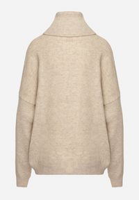 Born2be - Beżowy Golf z Wełną i Wiskozą o Prostym Kroju Elrinnis. Okazja: na co dzień. Typ kołnierza: golf. Kolor: beżowy. Materiał: wiskoza, wełna. Długość rękawa: długi rękaw. Długość: długie. Styl: casual, elegancki #3