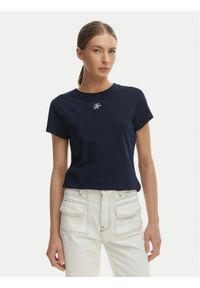 TOMMY HILFIGER - Tommy Hilfiger T-Shirt WW0WW48710 Granatowy Slim Fit. Kolor: niebieski. Materiał: bawełna #1