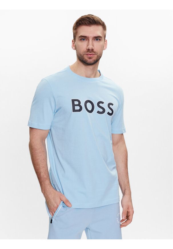 BOSS - Boss T-Shirt 50488793 Błękitny Regular Fit. Kolor: niebieski. Materiał: bawełna