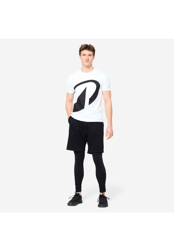 DOMYOS - Legginsy fitness męskie Domyos cross training. Kolor: czarny. Materiał: poliamid, materiał, elastan. Sport: fitness