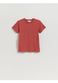 Reserved - Bawełniany t-shirt - jasnofioletowy. Kolor: fioletowy. Materiał: bawełna