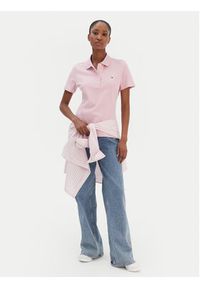 TOMMY HILFIGER - Tommy Hilfiger Polo 1985 WW0WW43225 Różowy Slim Fit. Typ kołnierza: polo. Kolor: różowy. Materiał: bawełna #4