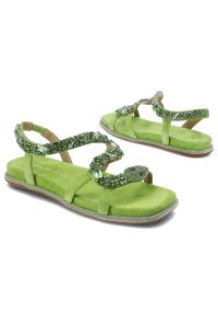 Zielone Sandały Alma En Pena Modne Obuwie Damskie. Zapięcie: pasek. Kolor: zielony. Materiał: zamsz. Sezon: lato. Styl: glamour #2