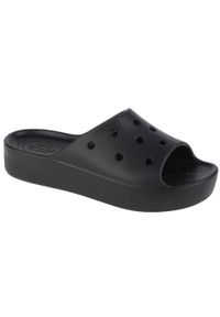 Crocs Classic Platform Slide W Kapcie Damskie. Okazja: na co dzień. Kolor: czarny. Materiał: nylon. Obcas: na platformie. Styl: casual #1