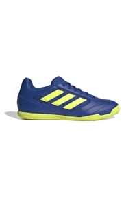 Buty halowe do piłki nożnej Adidas Super Sala 2. Kolor: niebieski, wielokolorowy, żółty. Materiał: kauczuk, syntetyk. Szerokość cholewki: normalna. Sport: piłka nożna