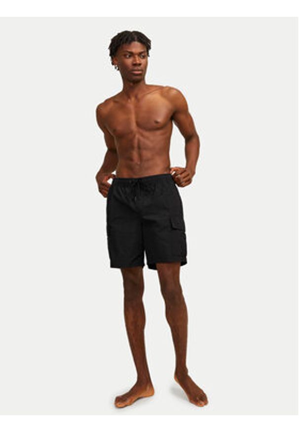 Jack & Jones - Jack&Jones Szorty kąpielowe Jpstfiji 12257214 Czarny Regular Fit. Kolor: czarny. Materiał: syntetyk