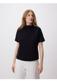 Reserved - Bluzka z krótkim rękawem - czarny. Kolor: czarny. Materiał: dzianina, bawełna. Długość rękawa: krótki rękaw. Długość: krótkie #1