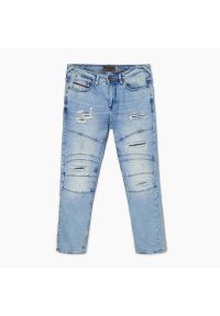 Cropp - Niebieskie jeansy slim fit - Niebieski. Kolor: niebieski