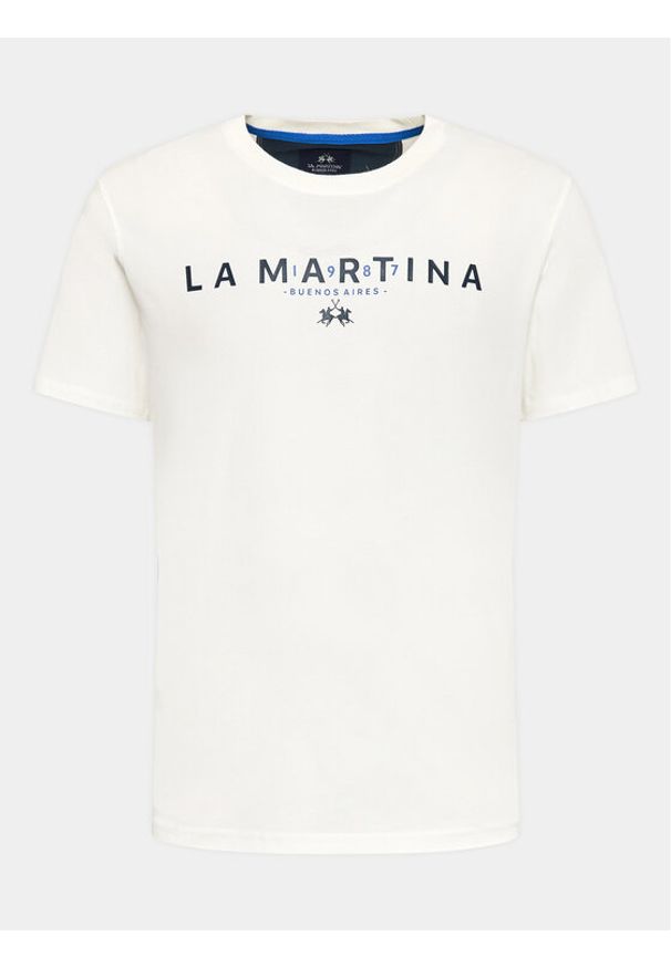 La Martina T-Shirt WMR005 JS206 Biały Regular Fit. Kolor: biały. Materiał: bawełna