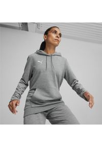 Bluza damska z kapturem Puma TeamGoal. Typ kołnierza: kaptur. Kolor: szary. Materiał: dresówka