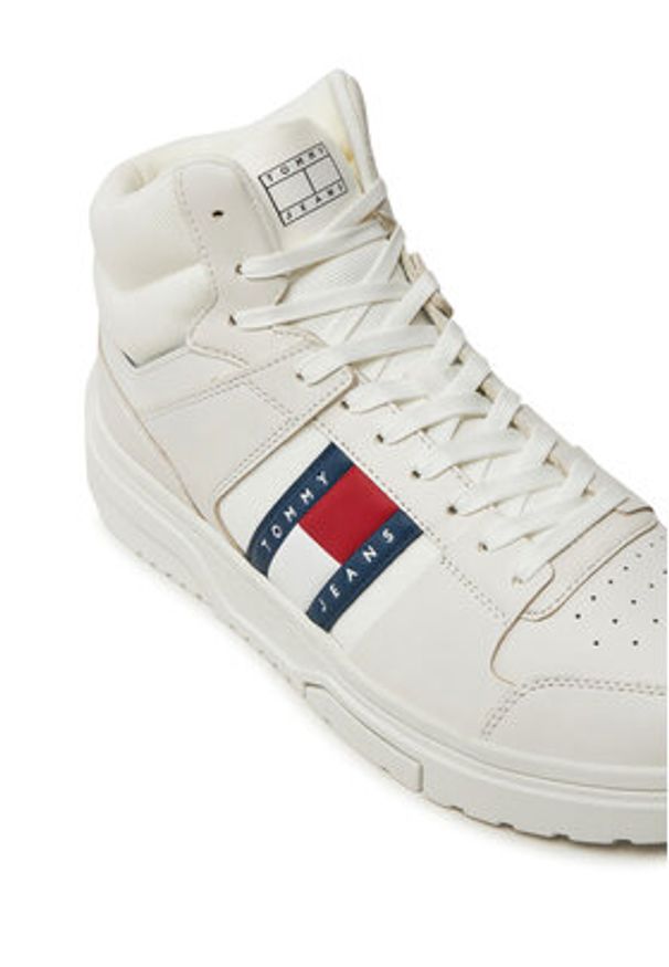 Tommy Jeans Sneakersy The Brooklyn Mix Mat Mid EM0EM01458 Biały. Kolor: biały. Materiał: skóra