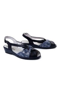 Comfortabel - COMFORTABEL 710144-05 denim, sandały damskie. Kolor: niebieski. Materiał: denim. Obcas: na koturnie