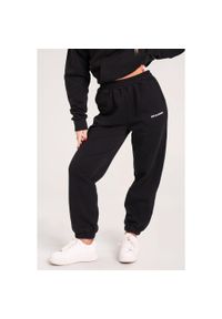 GYM GLAMOUR - Spodnie fitness damskie Gym Glamour dresowe. Kolor: czarny. Materiał: dresówka. Sport: fitness